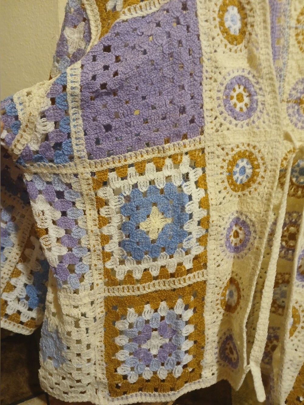 Crochet Patchwork Open Cardigan One Size - Picture 4 of 7